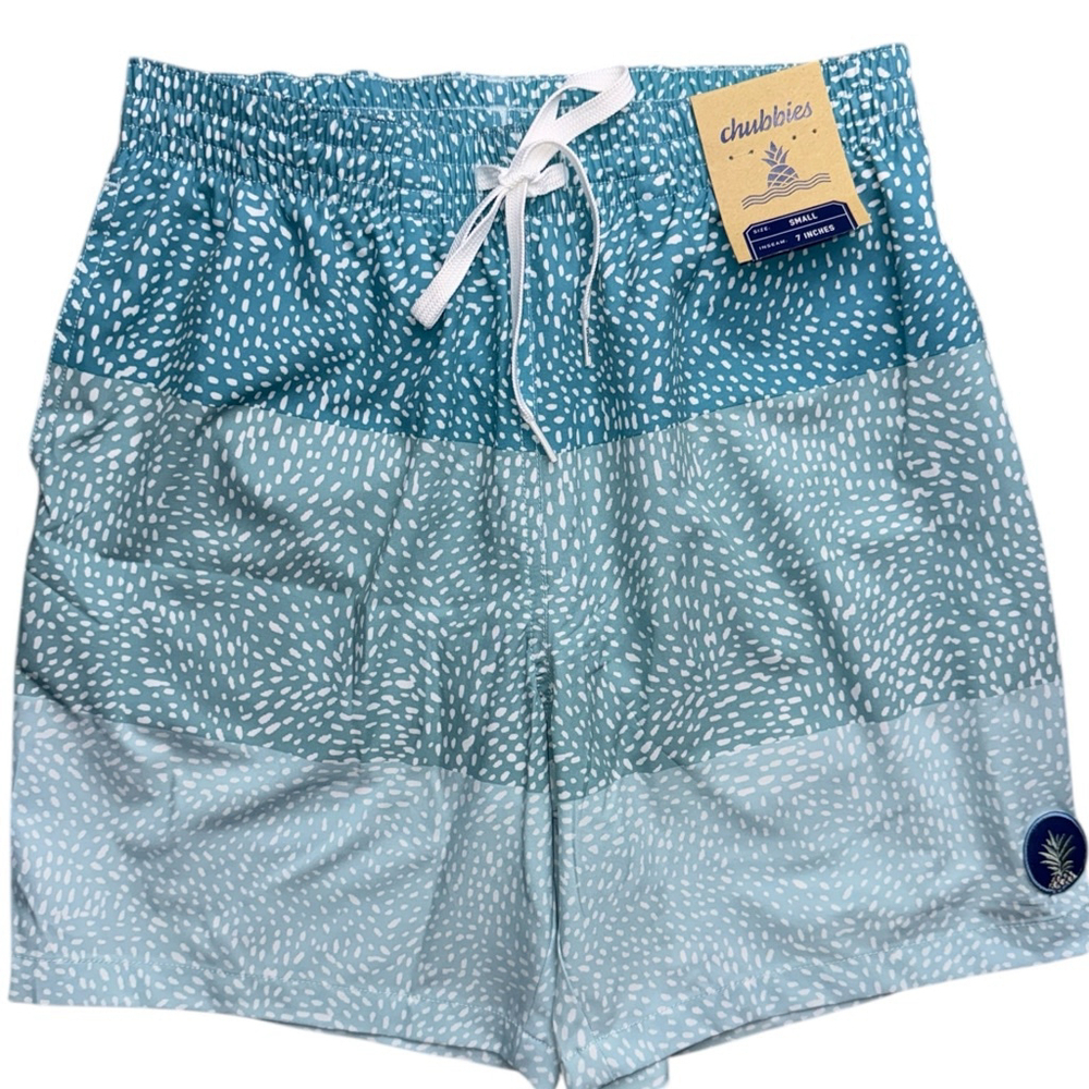 chubbies Men’s Teal and Light Blue Swim Trunks